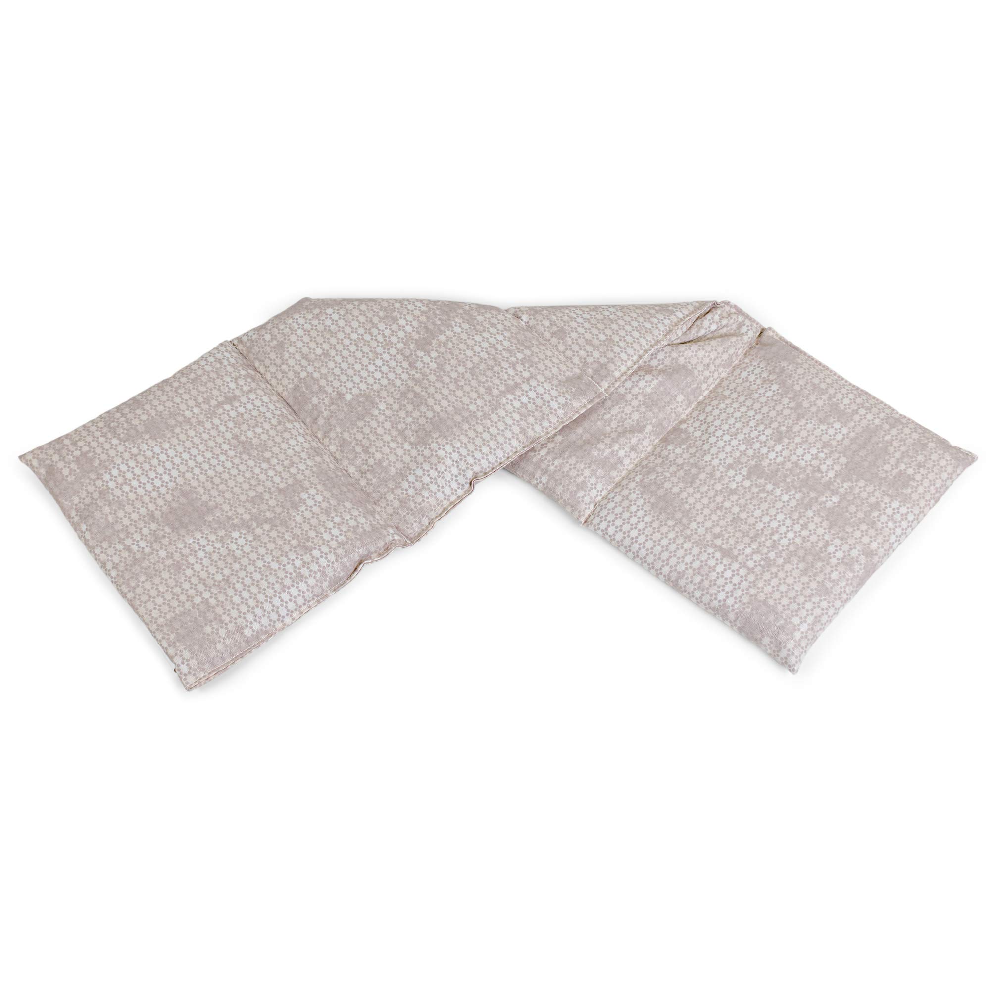 Almohada térmica compartimentada en 4 con semillas de grosella 60x20cm - Saco térmico para microondas - Calor y frío - Cojín térmico con semillas (Color: shabby chic gris-beis)