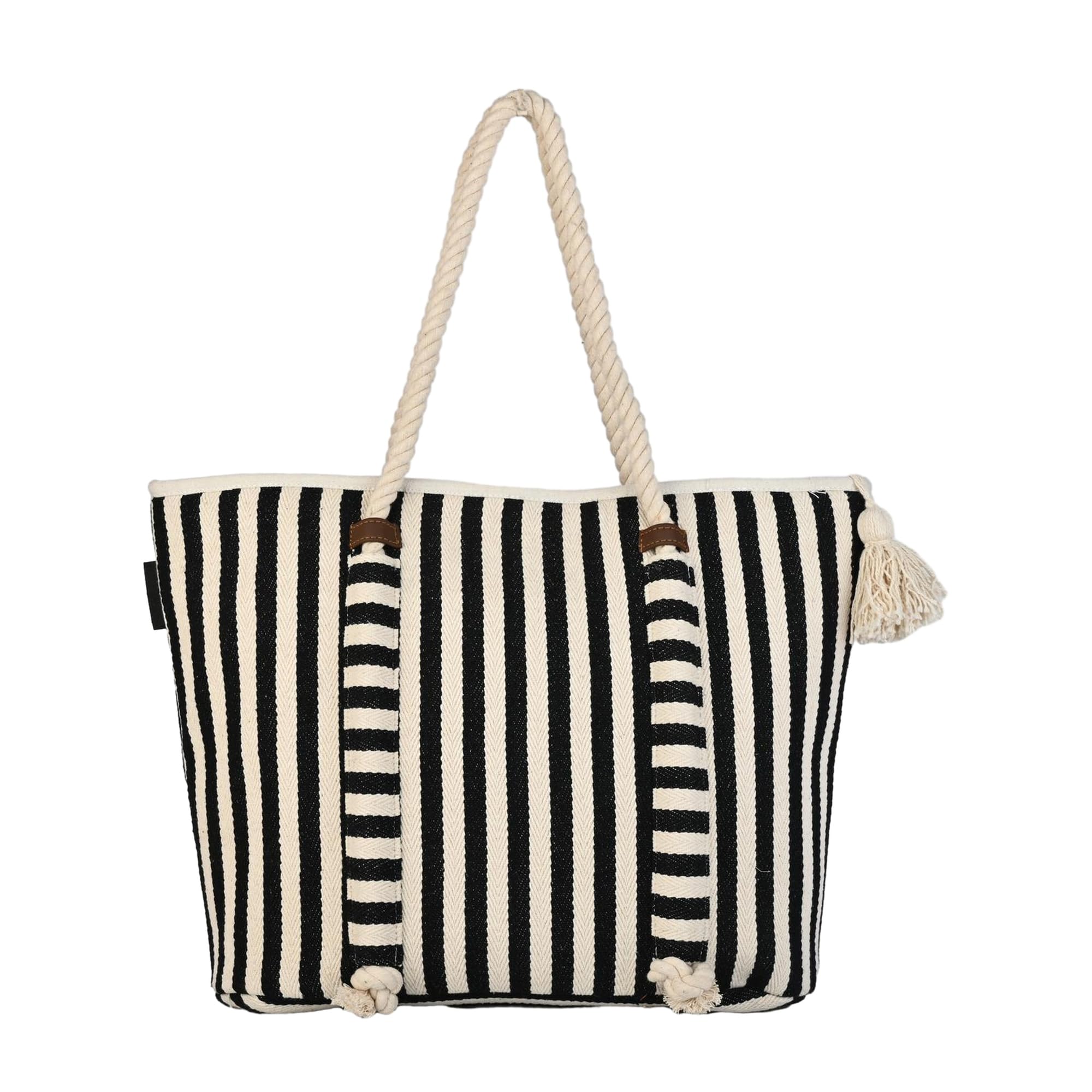 ensac Women’s Canvas Tote Bag – Navy Blue Handbag with Fringe Sides, Casual Shoulder Bag for Travel, Shopping & College-picture-23