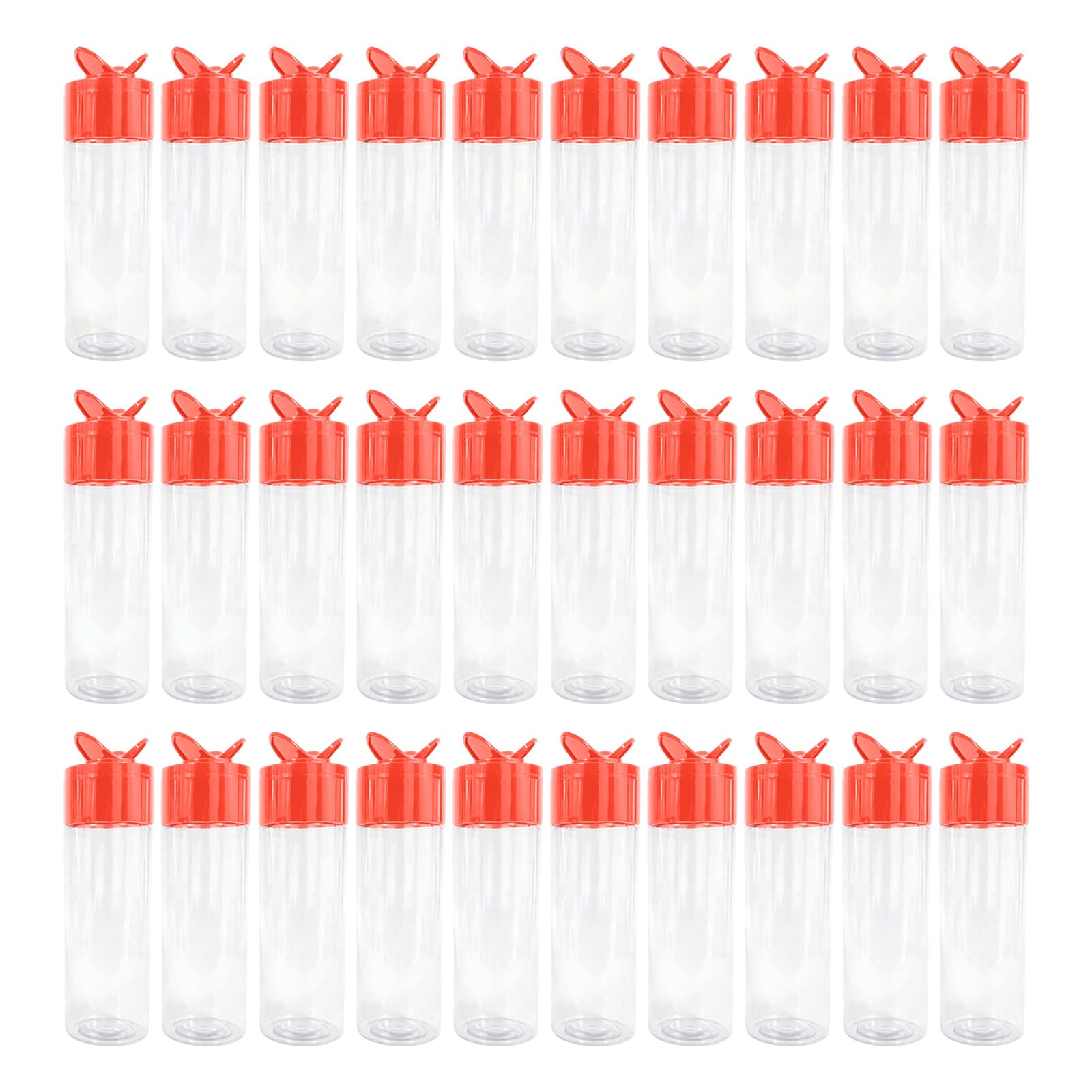 PANGBOER Set Bottiglie condimento con Design a Coperchio Diviso, contenitori Shaker in Pet Trasparente da 6, 7 ​​Once, Confezione da 30 per Uso da Tavolo in Cucina Set Bottiglie condimento Dispenser