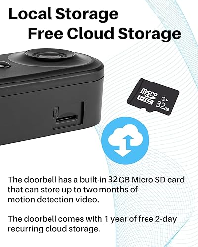 Miniatura 4 de Timbre de video inalámbrico 2K con timbre, vigilancia inteligente para interiores y exteriores, sin tarifa mensual, detección humana AI, audio