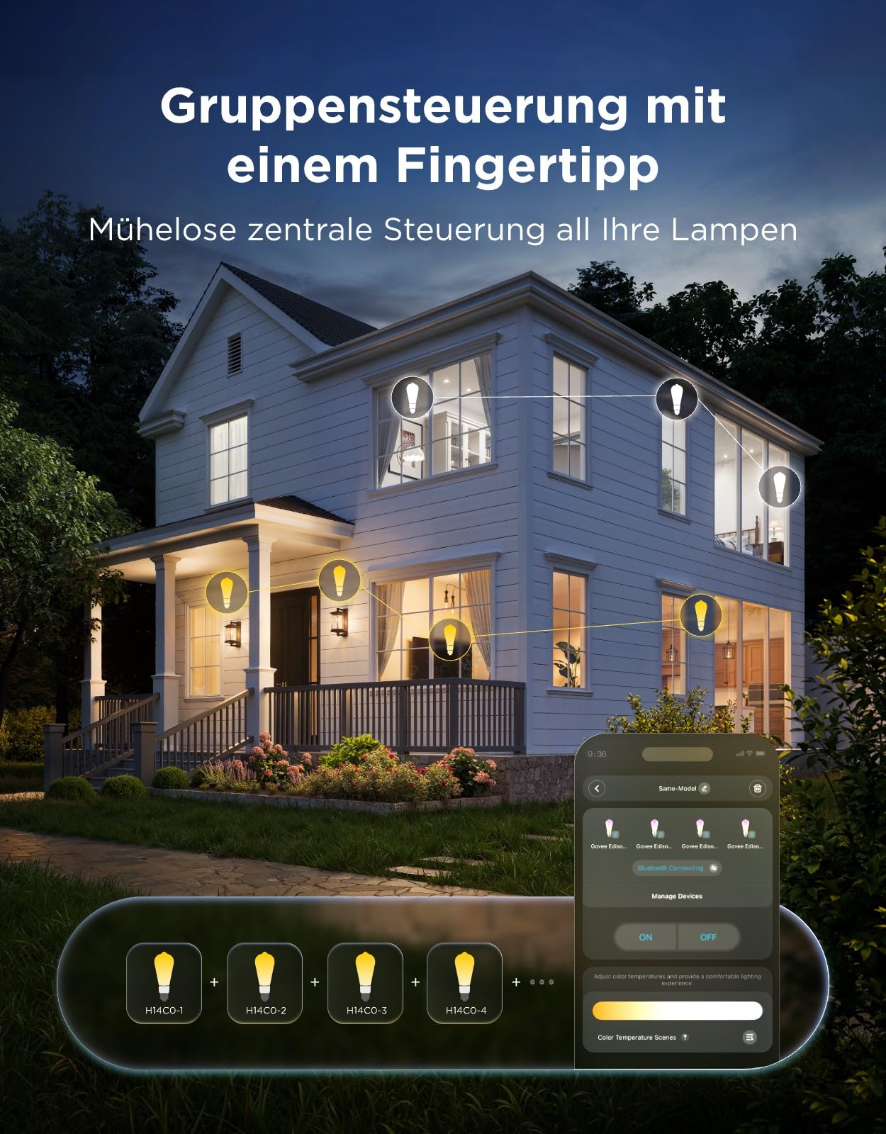 Govee Smart Edison Glühbirne E27 RGBWW LED Lampe ST64 Kompatibel mit Matter und Google Assistant 500lm COB Dimmbar 16 Mio. DIY-Farben Filament Bulbs Vintage-Deko 2 Stück