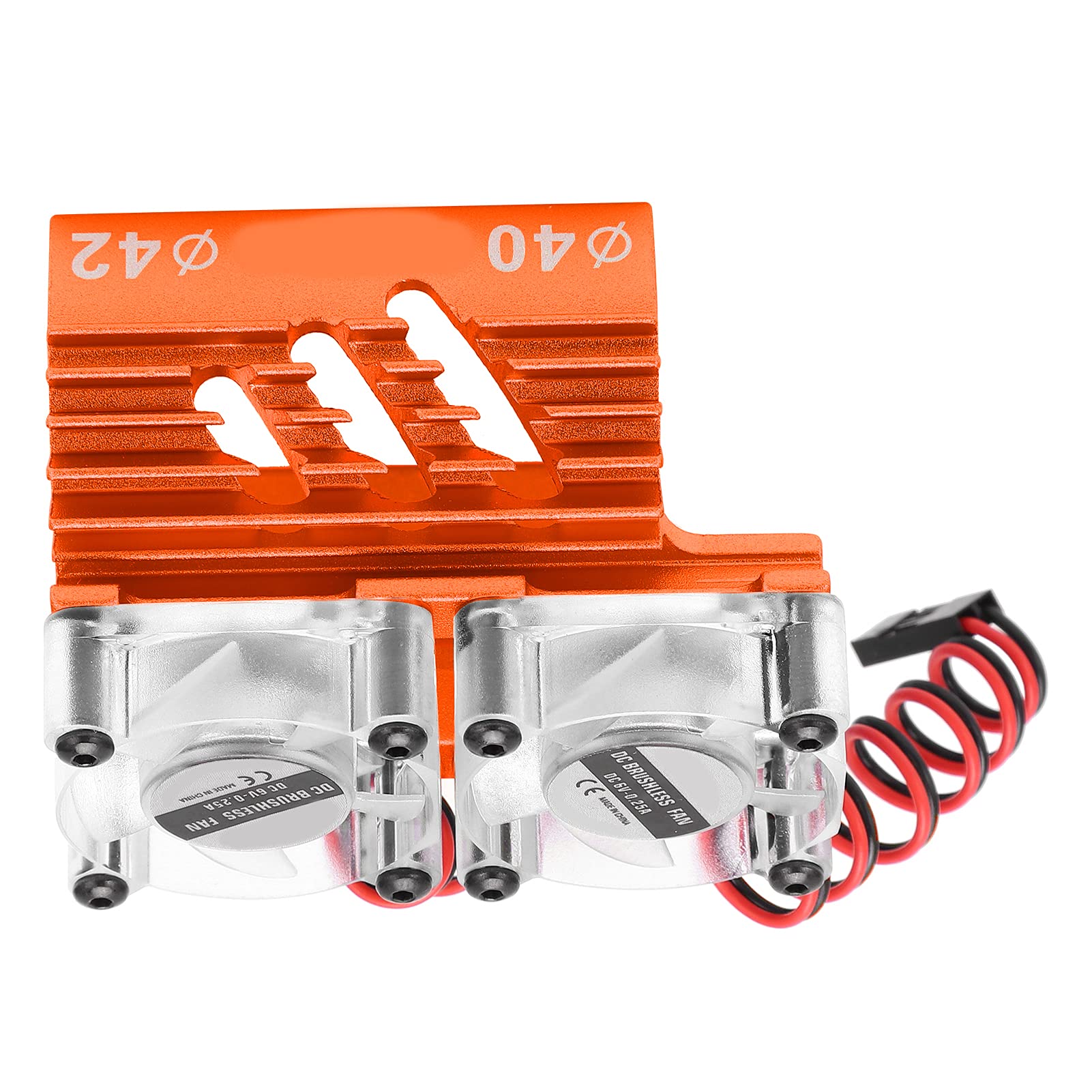 Dissipatore di calore per motore con doppia ventola, radiatore di raffreddamento per motore a doppia ventola, radiatore in alluminio da 40–42 mm con due ventole da 30 mm per auto (Arancia)