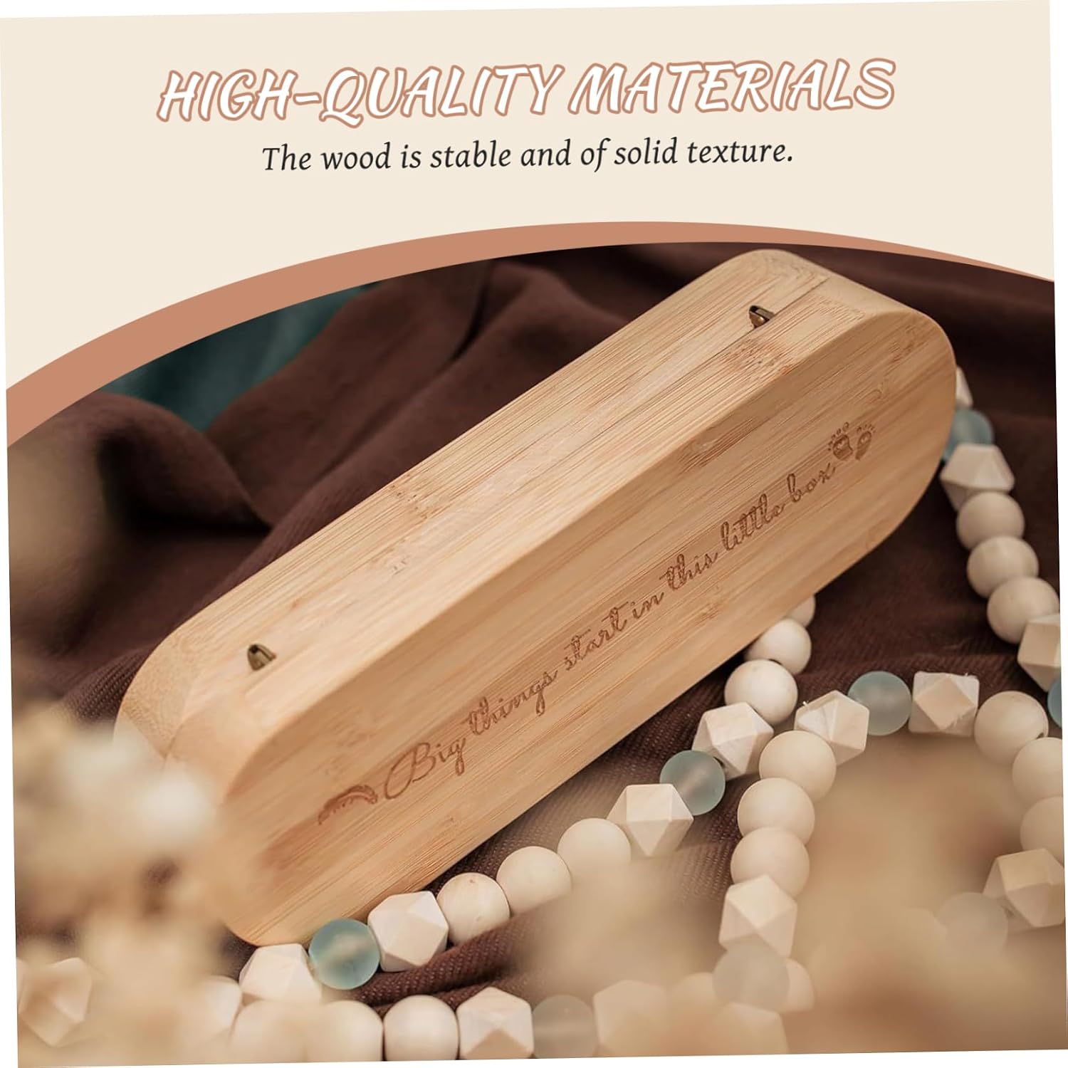 Pregnancy Announcement Box Wooden Magnetic Baby Announcement Box with Raffia for Husband Grandparents Baby Memory Souvenir 7.7x2.5x1.6 inch. image 3