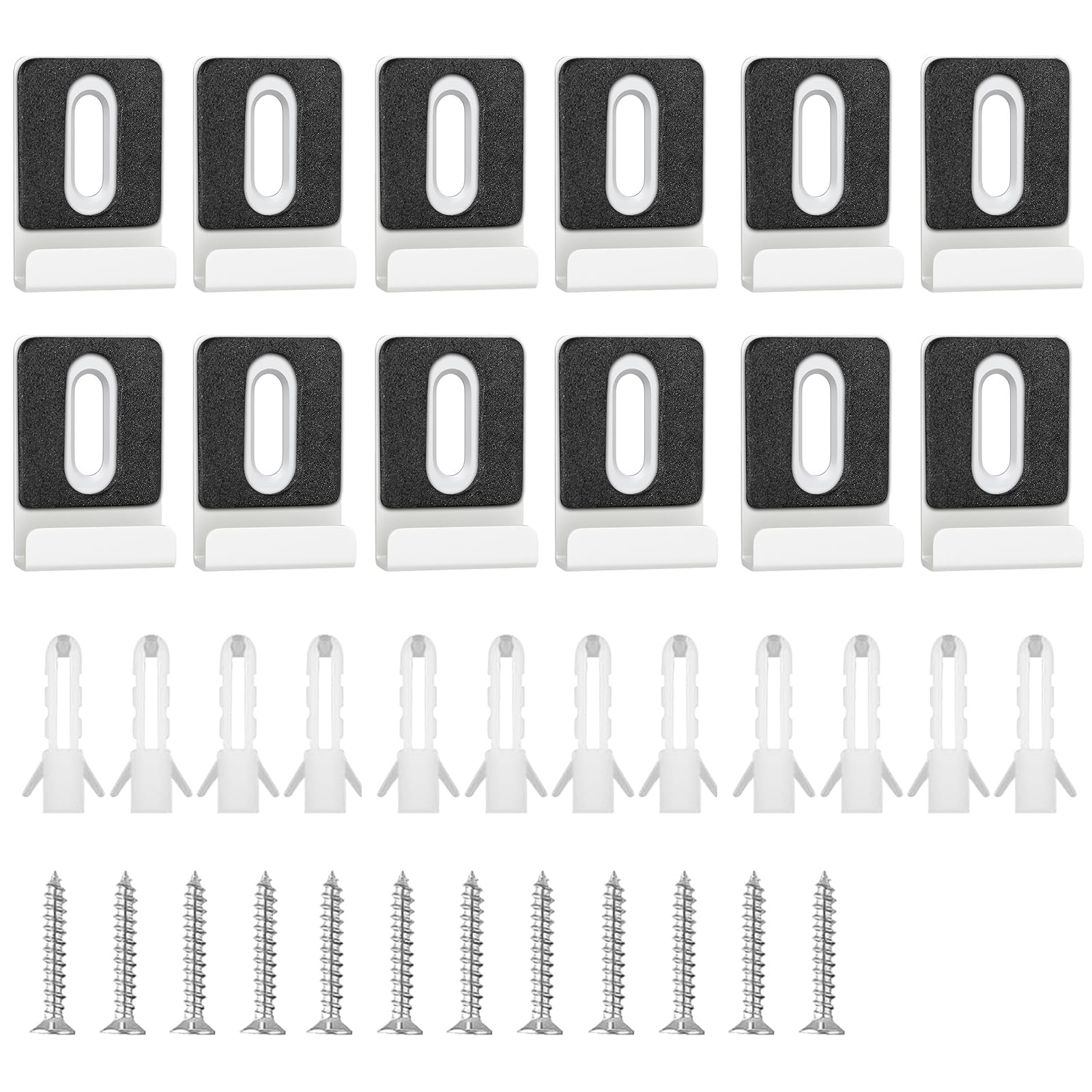 Lsyzhx 12 Pcs Silver 12 Pcs Mirror Fixings, Metal Mirror Clips Heavy Duty Wall Mount For Frameless Mirror & Tile (12 Pcs Silver)