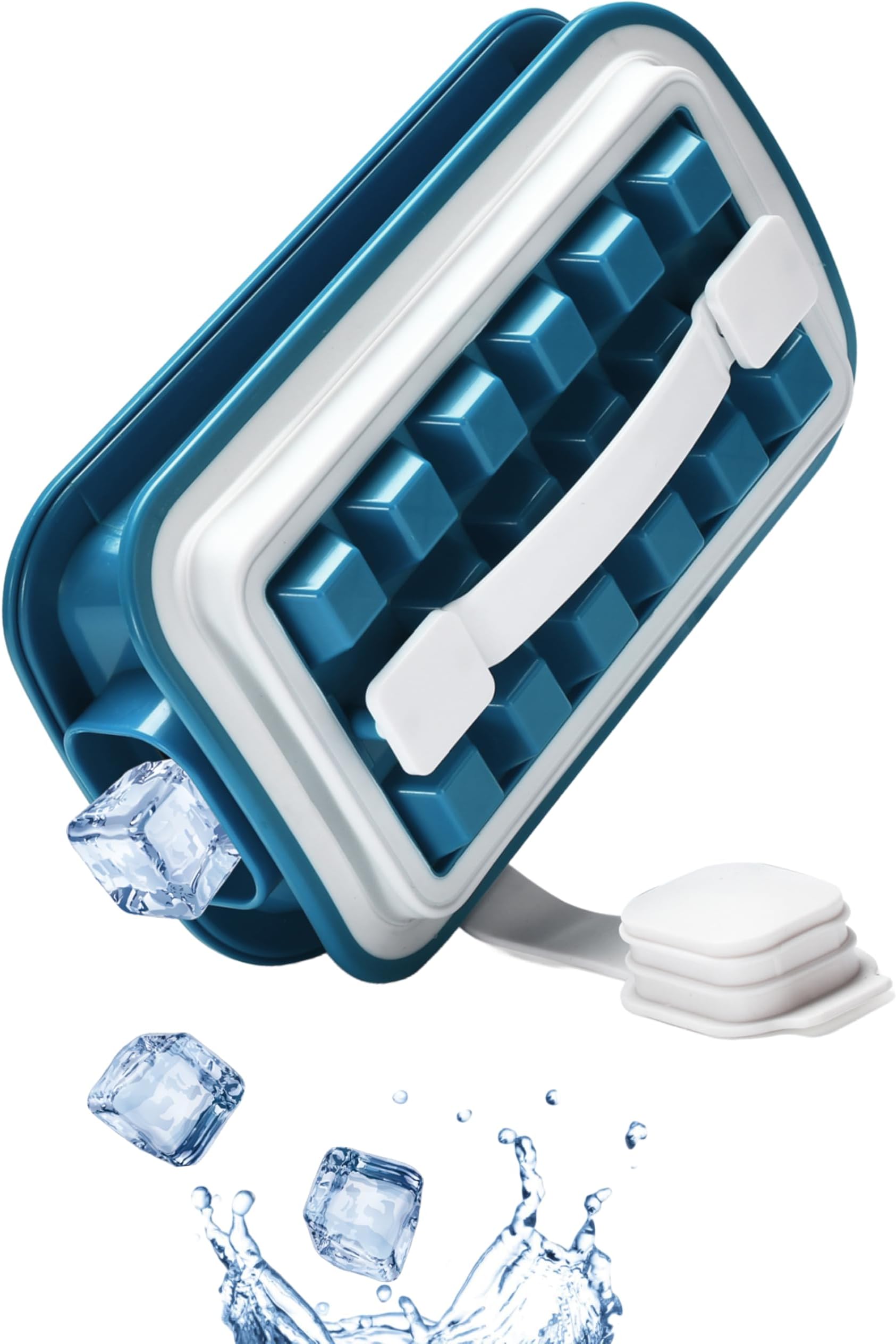 Hydrate Bottles Ice Tray with Lid - Plastic Ice Cube Maker - Ice Breaker Pop Tray - Space Optimal Design Ice Maker Tray for Small Freezer - No-Spill Ice Tray for Clean and Fresh on Demand - Green