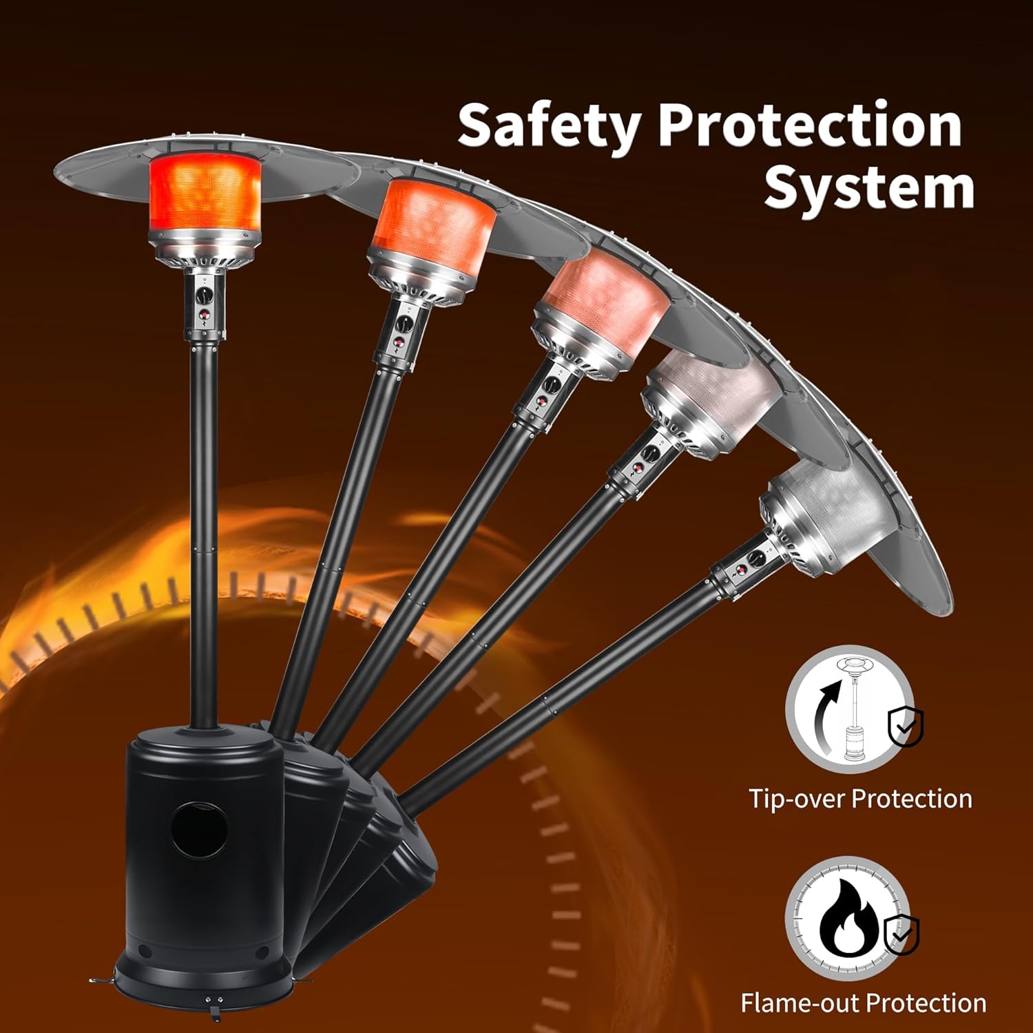 48,000 BTU Propane Patio Heater with Wheels – Outdoor Gas Heater for Backyard, Garden & Restaurant, Powder-Coated Steel Body with Easy Ignition & Safety Shut-Off