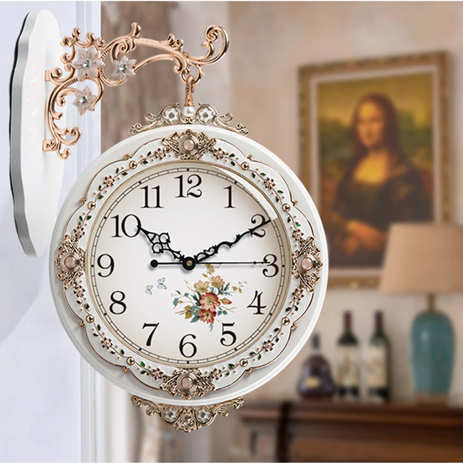 Orologio Da Parete Bifacciale In Legno Massello Orologio Da Stazione Silenzioso Con Montaggio Laterale Moderno Soggiorno Minimalista Orologi Sospesi Quadrati Orologio Creativo a Due Lati Per La Casa