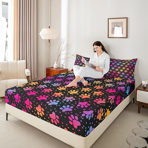 Miniatura 197 de Castle Fairy Juego de sábanas con temática de Halloween, tamaño Queen, juego de ropa de cama con estampado de animales de murciélagos negros