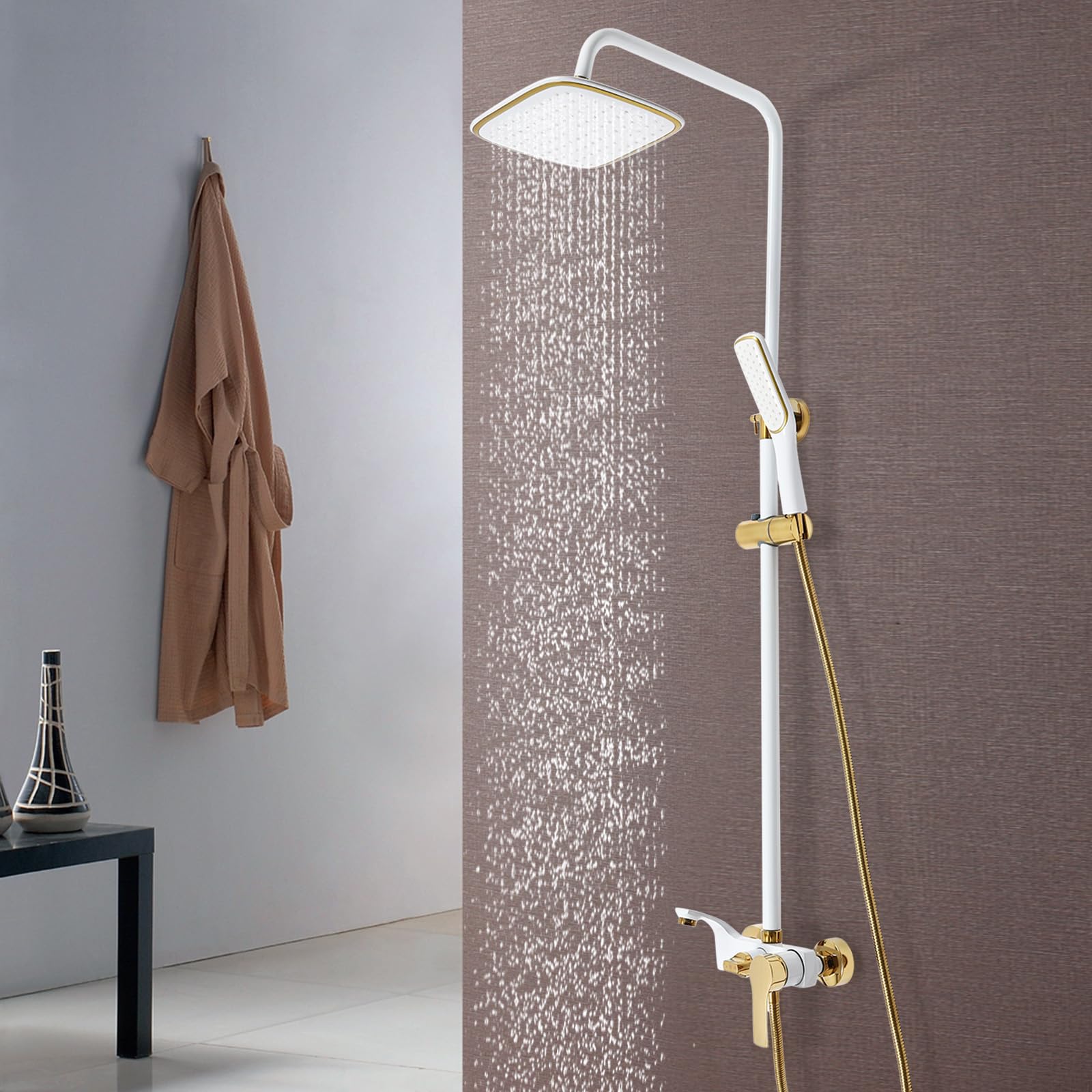 Colonna Doccia, Doccia Retro, Sistema Doccia A Parete con Doccetta Regolabile, Altezza regolabile, Costruito per durare, per Bagno Hotel, Spa, Case