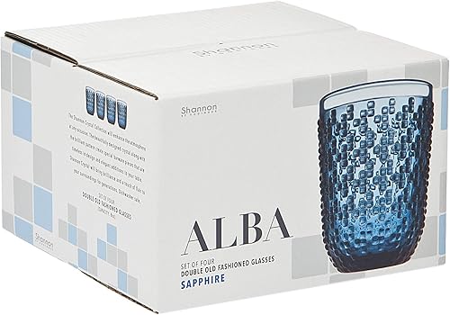 Miniatura 2 de Godinger - Vasos dobles antiguos de moda, vasos de vidrio para bebidas, color azul, juego de 4