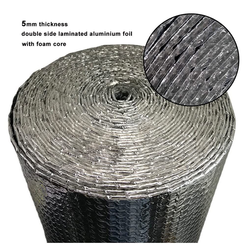 Folia odblaskowa kaloryfera, rolka folii termicznej, rolka izolacji termicznej, dwustronna rolka izolacji odbijającej ciepło, 4-5 mm folia aluminiowa bąbelkowa, izolacja(1x30m(3x98ft)