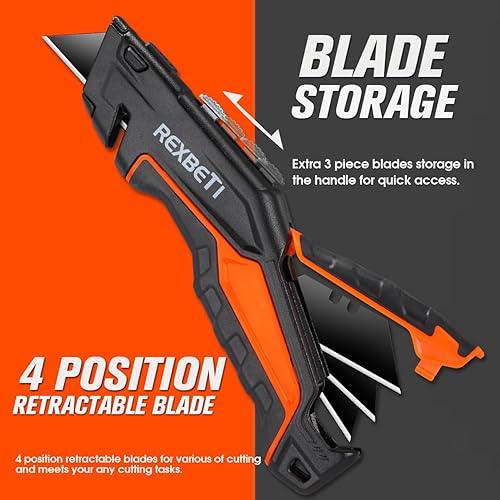 Miniatura 5 de REXBETI SK5 - Paquete de 2 cuchillos utilitarios cortadores de caja retráctiles resistentes para cartones cartón y cajas diseño de almacenamiento de