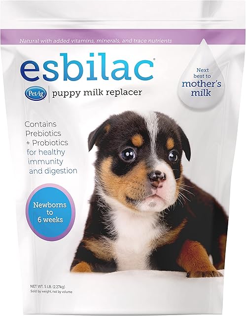 PetAg Esbilac Puppy Milk Replacer Powder - With Prebiotics, Probiotics & Vitamins for Newborn Puppies - 5 lbs Powdered Drink Mix