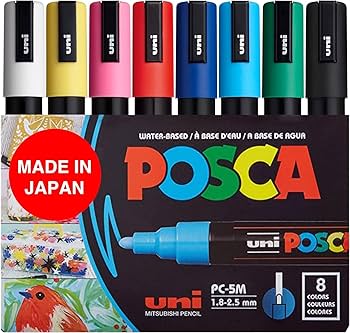 Amazon | ポスカ(POSCA) 8色ペイントマーカーセット PC-5M 中 | アート
