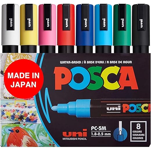 POSCA 8-Color Paint Marker Set, PC-5M Medium