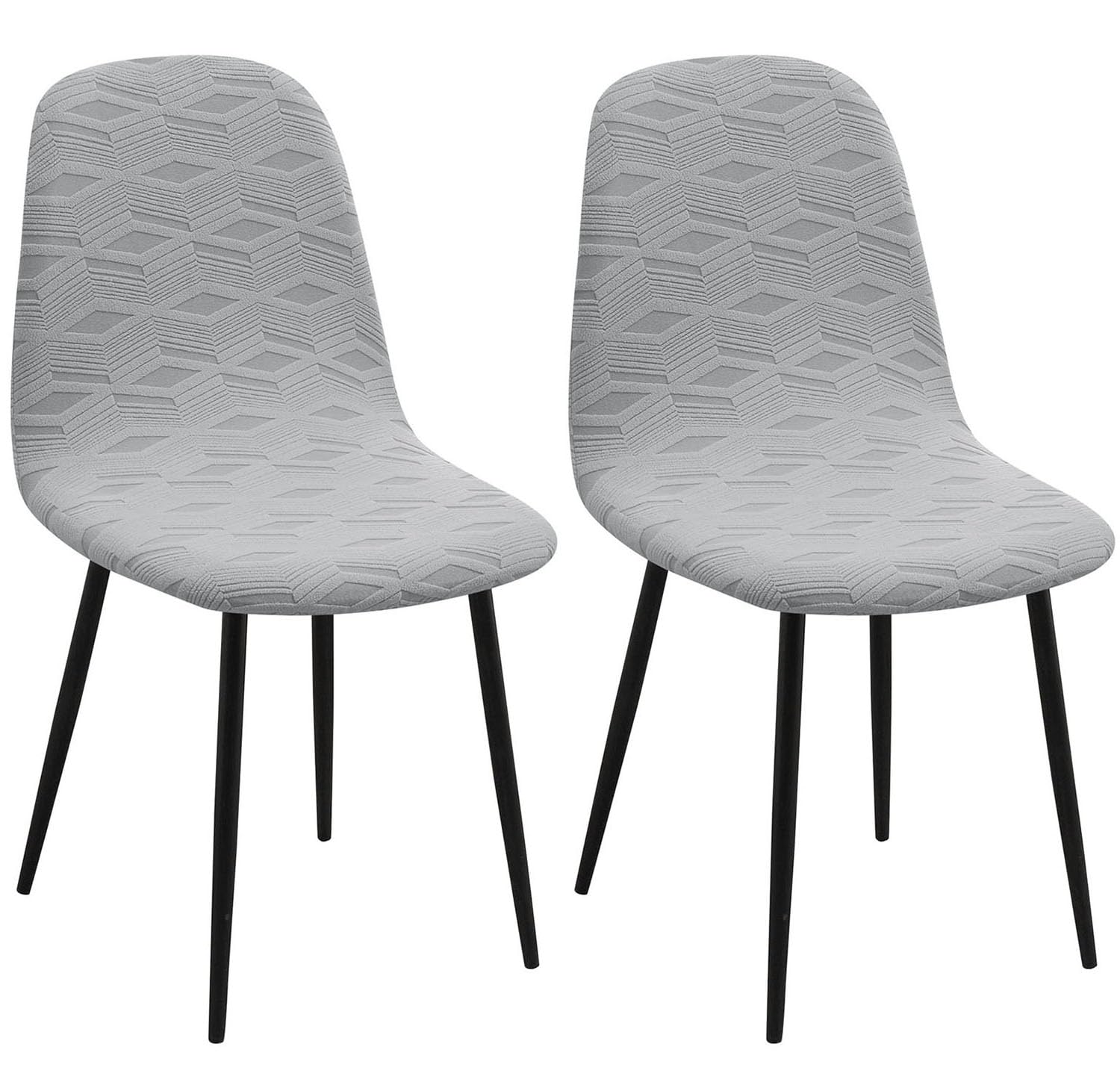 YOPOIY Stretch Shell Chair Covers for Dining Chairs Set of 6 4 2, Soft Cat Scratch Proof Mid Century Modern Chair Slipcovers, Armless Chair Furniture Protector (Light gray,2 PCS)