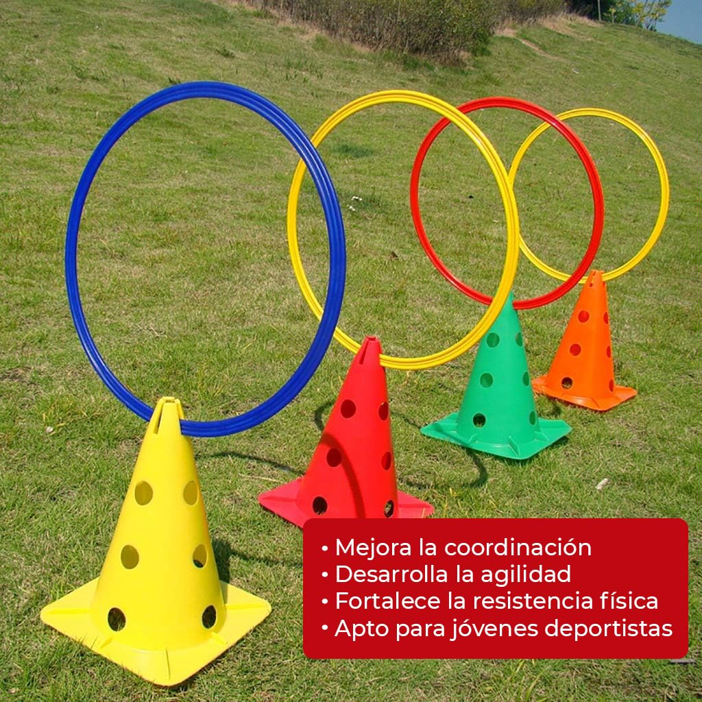 Cannon Lot de 12 anneaux d'entraînement de sport de 50 cm – Anneaux flexibles pour football, athlétisme, éducation physique et jeux pour enfants
