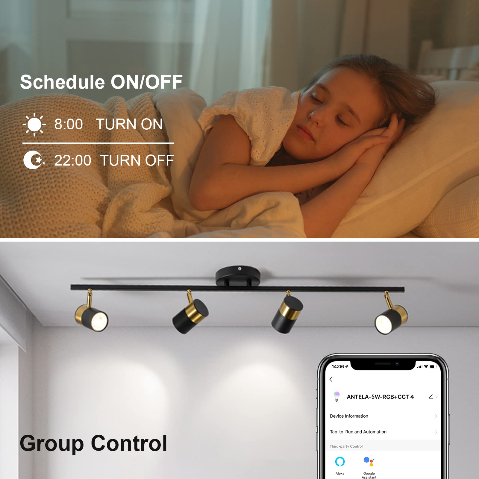 ANTELA Lampadine LED WiFi GU10 5W, Dimmerabile, Controllo App con Alexa/Google Home, RGB&2700K-6500K Bianco Freddo Caldo, 8PCS