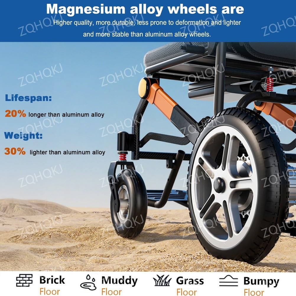 Silla de ruedas eléctrica con mando a distancia – 14,5 kg de peso ligero, silla de ruedas eléctrica plegable con motor de 400 W, alcance de hasta 35 km y soporta hasta 150 kg, ideal para