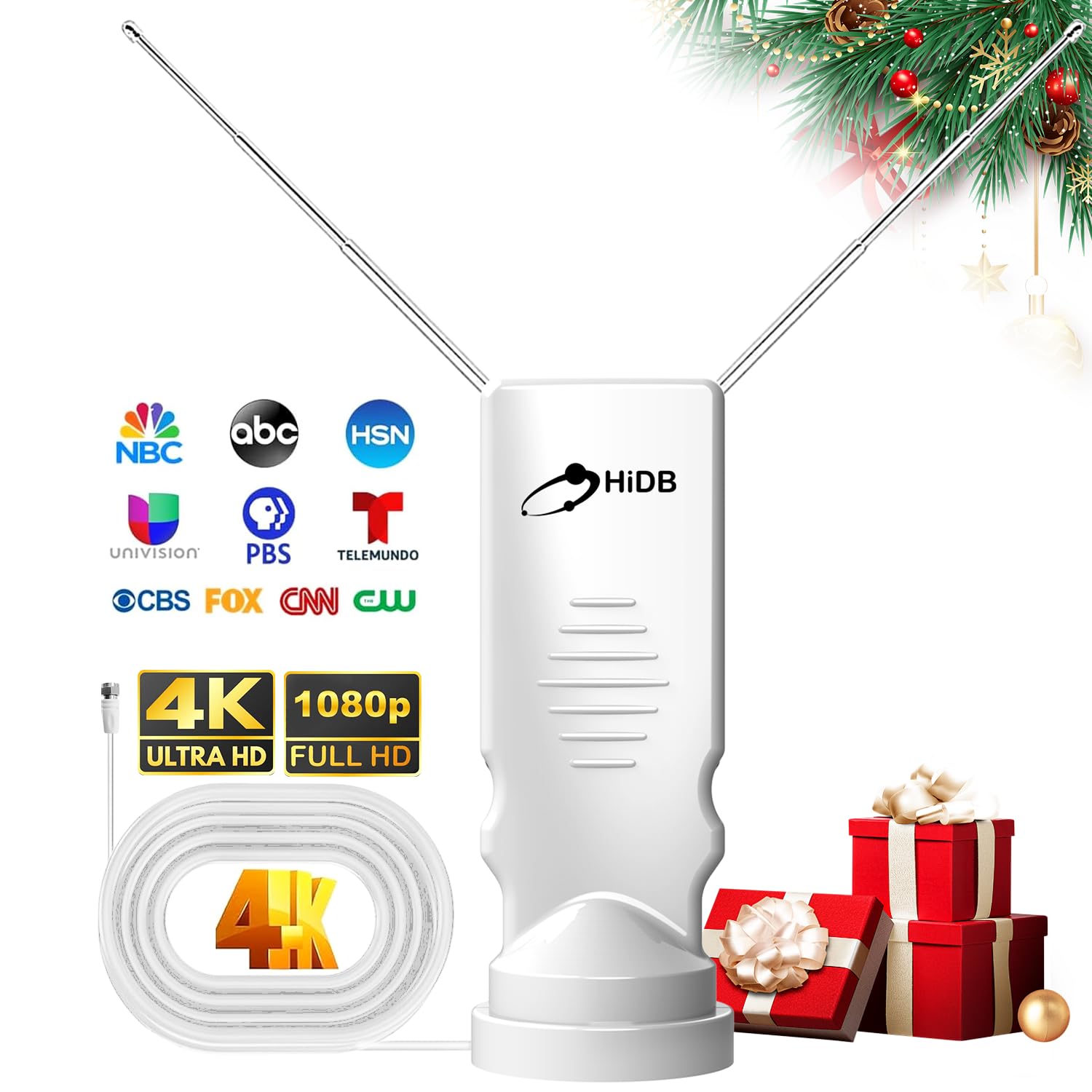2025 Digital Rabbit Ear Antenna - Indoor Smart Long Distance Reception, Supports 4K 8K 1080p Local Channels