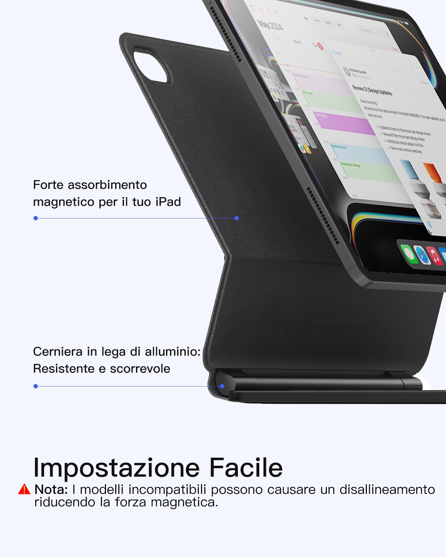 Inateck Custodia tastiera magnetica per iPad 10ª generazione 10,9 pollici/11ª generazione 2025 A16 11 pollici : supporto flottante, retroilluminazione 7 colori e trackpad, KB09119-10