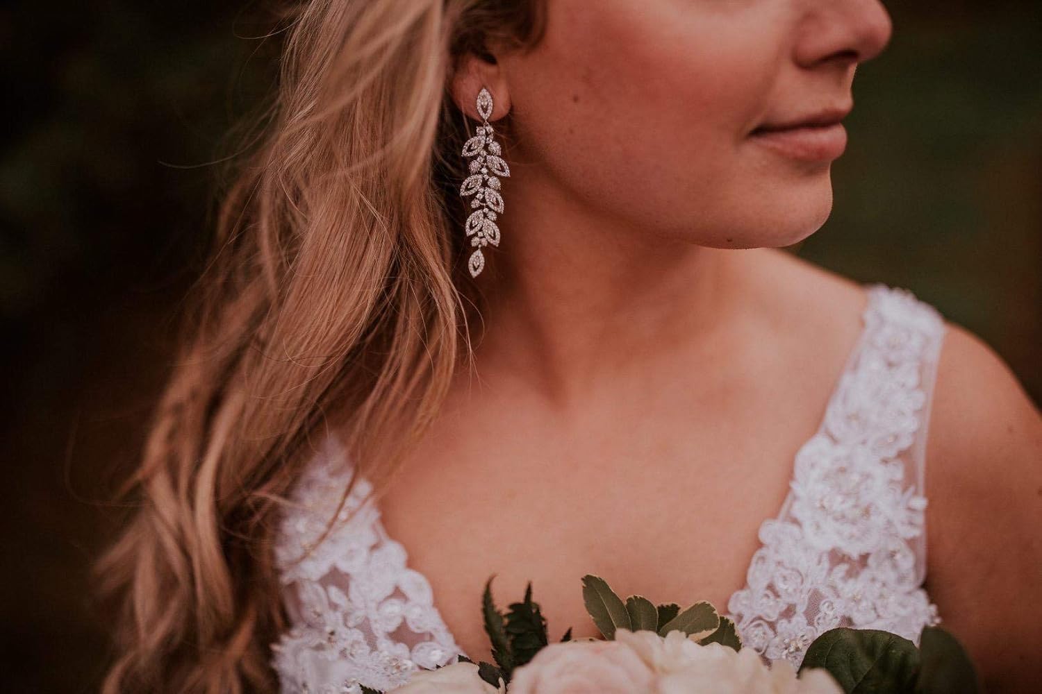 SWEETV Wedding Bridal Chandelier Earrings, Crystal Rhinestone Drop Dangle Earrings for Women Brides - Image 3