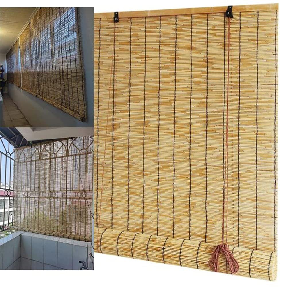 XIAOLIN Rzymskie Okno Żaluzji,Bambusowe Rolety REED,Retro Carbonize Oddychające Zasłony,Balkon,Biuro,Shade Sun/Anti-UV (Color : Clear, Size : W110xL110cm)