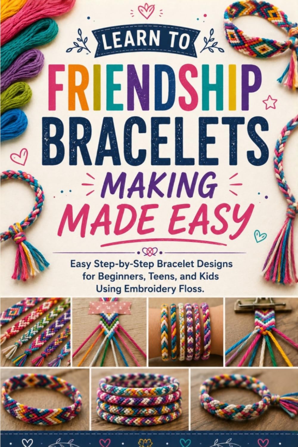 Learn to Friendship Bracelets Making Made Easy: Easy Step-by-Step Bracelet Designs for Beginners, Teens, and Kids Using Embroidery Floss