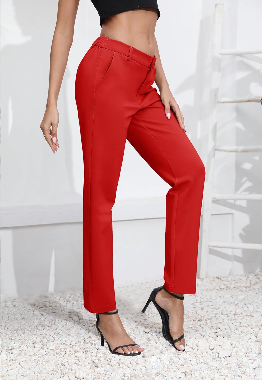 Urban CoCo Women's Elastic Waisted Dress Pants Business Work Casual Stretch Slacks with Pockets - Image 4