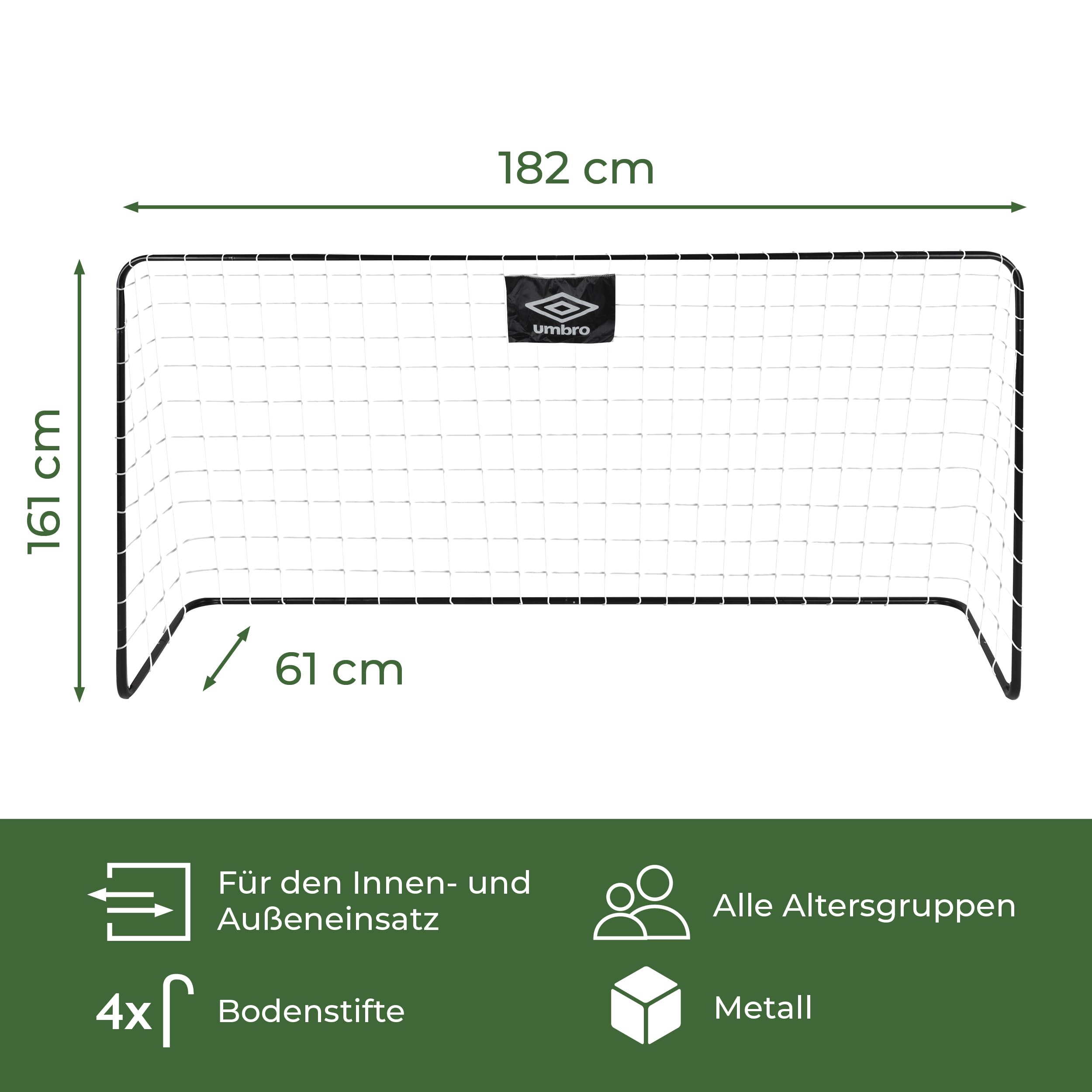 Hochwertiges Fußballtor Große[182x120cm], Fussballtor Outdoor Faltbar & Transportabel Mit Tragetasche, Ideal Für Garten, Training & Verein, Robuste Glasfaser-Stahl Konstruktion