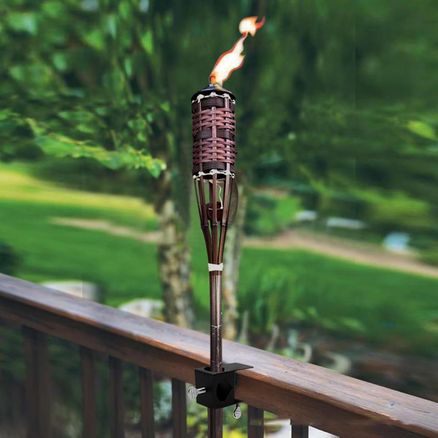 Weather Deck Clamp Torches Mount Holder Base for Mounting Outdoor Decors with Up to 1In Diameter Poles Deck Clamp for Torches
