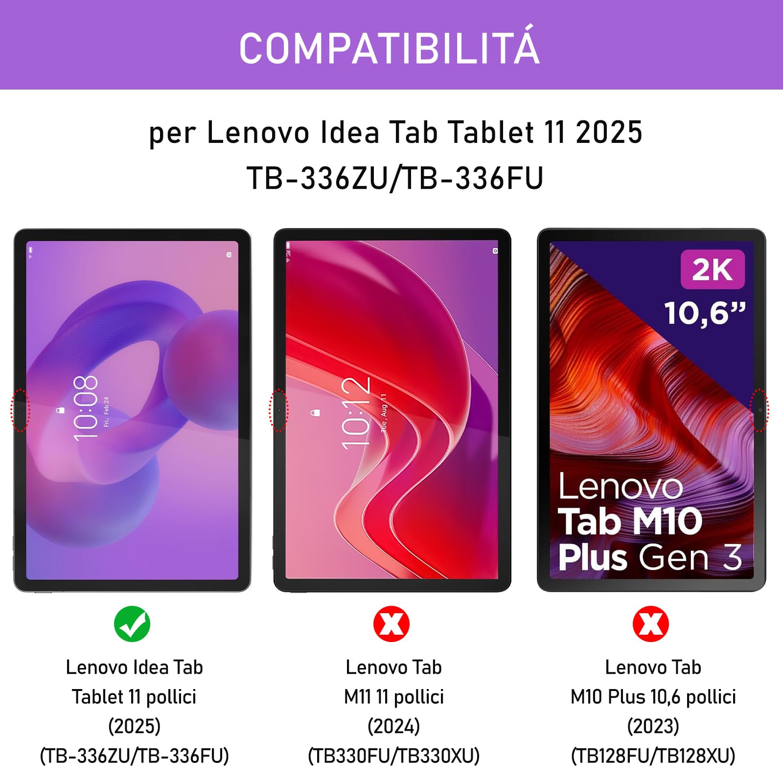 Custodia con Tastiera per Lenovo Idea Tab 11 Pollici 2025 - Bluetooth QWERTY Rimovibile Custodia con Tastiera Wireless Keyboard per Lenovo Idea Tab Tablet 11 2025 (TB-336ZU/TB-336FU), Nero
