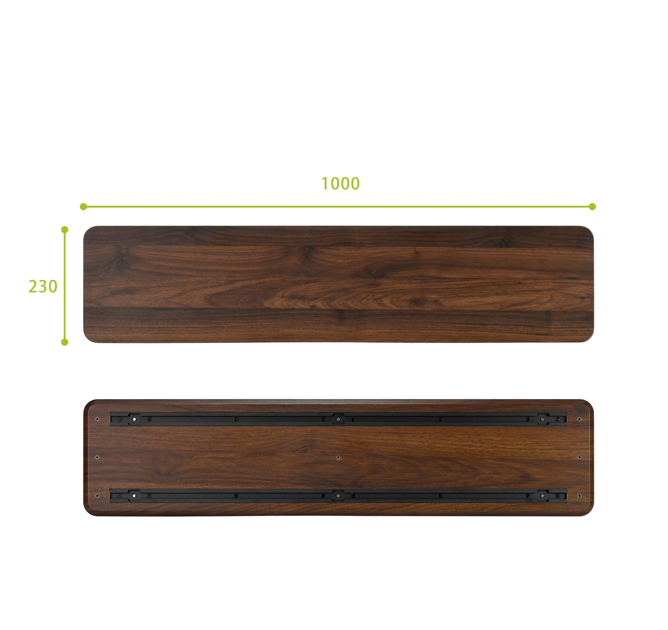Monitorständer Desk Shelf 100 cm Walnuss | Monitorerhöhung Holz mit modularem Schienensystem | Schreibtisch-Organizer für kompakte Setups