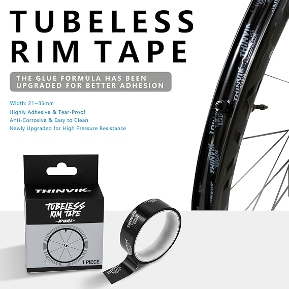 Thinvik Tubeless Bike Wheel Rim Tape Width 21/23/25/27/29/31/33/35 mm x Length 10m Roll Anti Puncture Tubeless Vacuum Tire Pad Tape for MTB Mountain&Road Bike Wheel Carbon Set