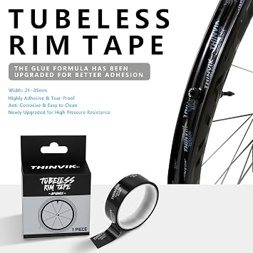 Thinvik Tubeless Bike Wheel Rim Tape Width 21/23/25/27/29/31/33/35 mm x Length 10m Roll Anti Puncture Tubeless Vacuum Tire Pad Tape for MTB Mountain&Road Bike Wheel Carbon Set