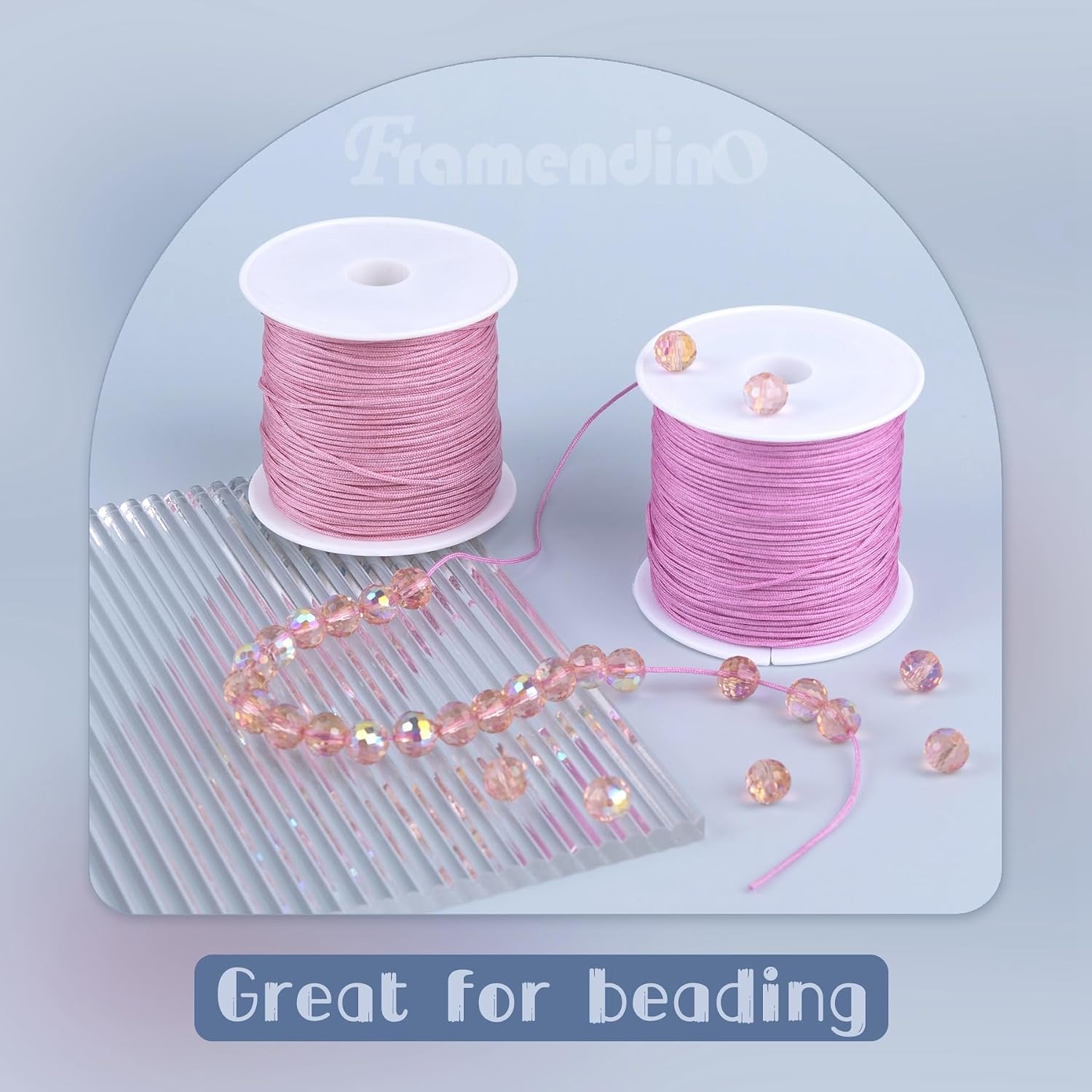 Framendino, 28 Rolls 0.8mm Colorful Nylon Beading String Braided Chinese Knotting Cord Thread for Macrame Friendship Bracelets Jewelry Making DIY Crafts 1377 Yards (28 Colors2)