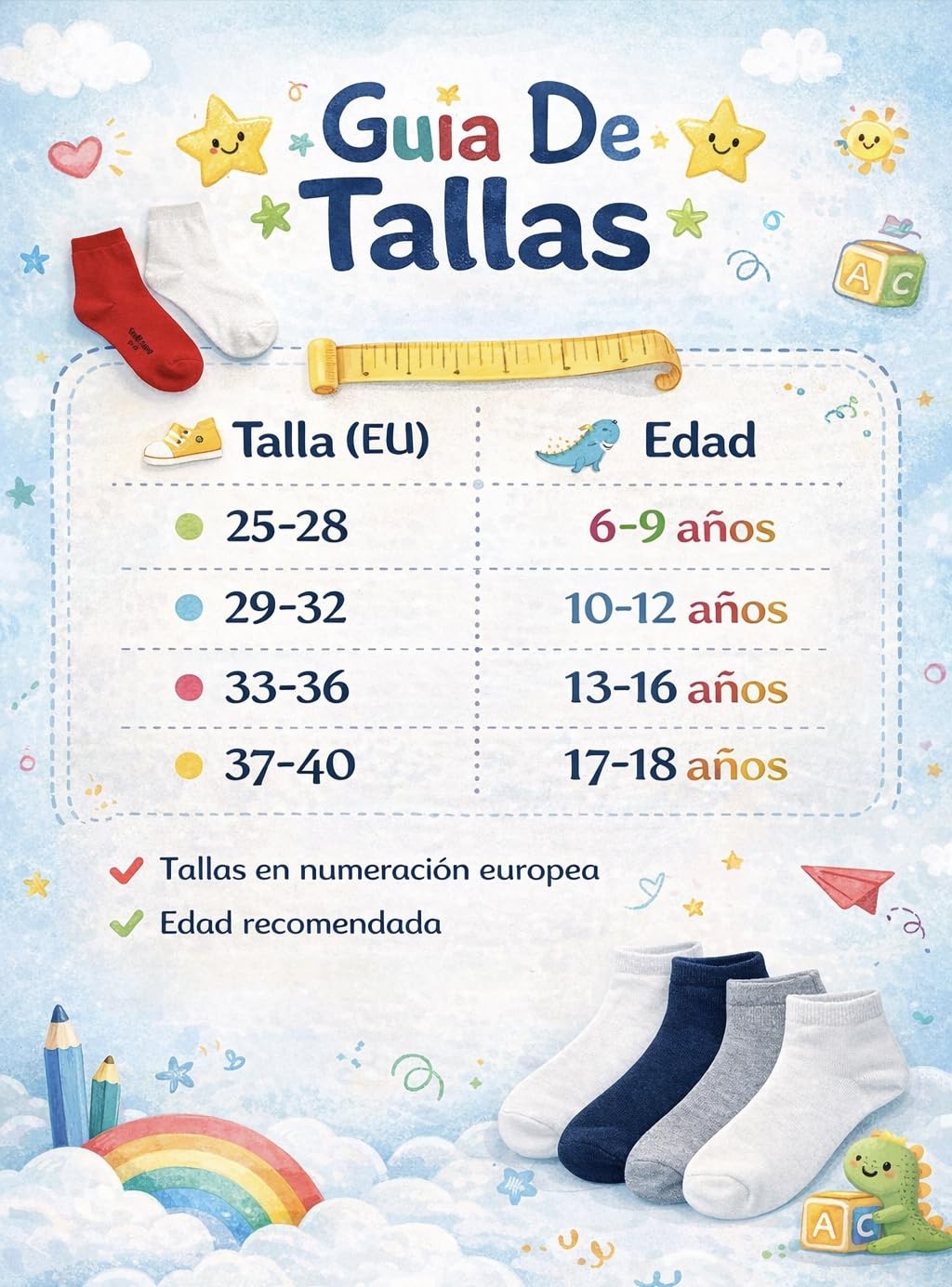 CYS Calcetines 6 Pares Cortos Colegio Uniformes Escolares Alto Algodón Para Niños Niñas Infantiles Pack de 6 Pares