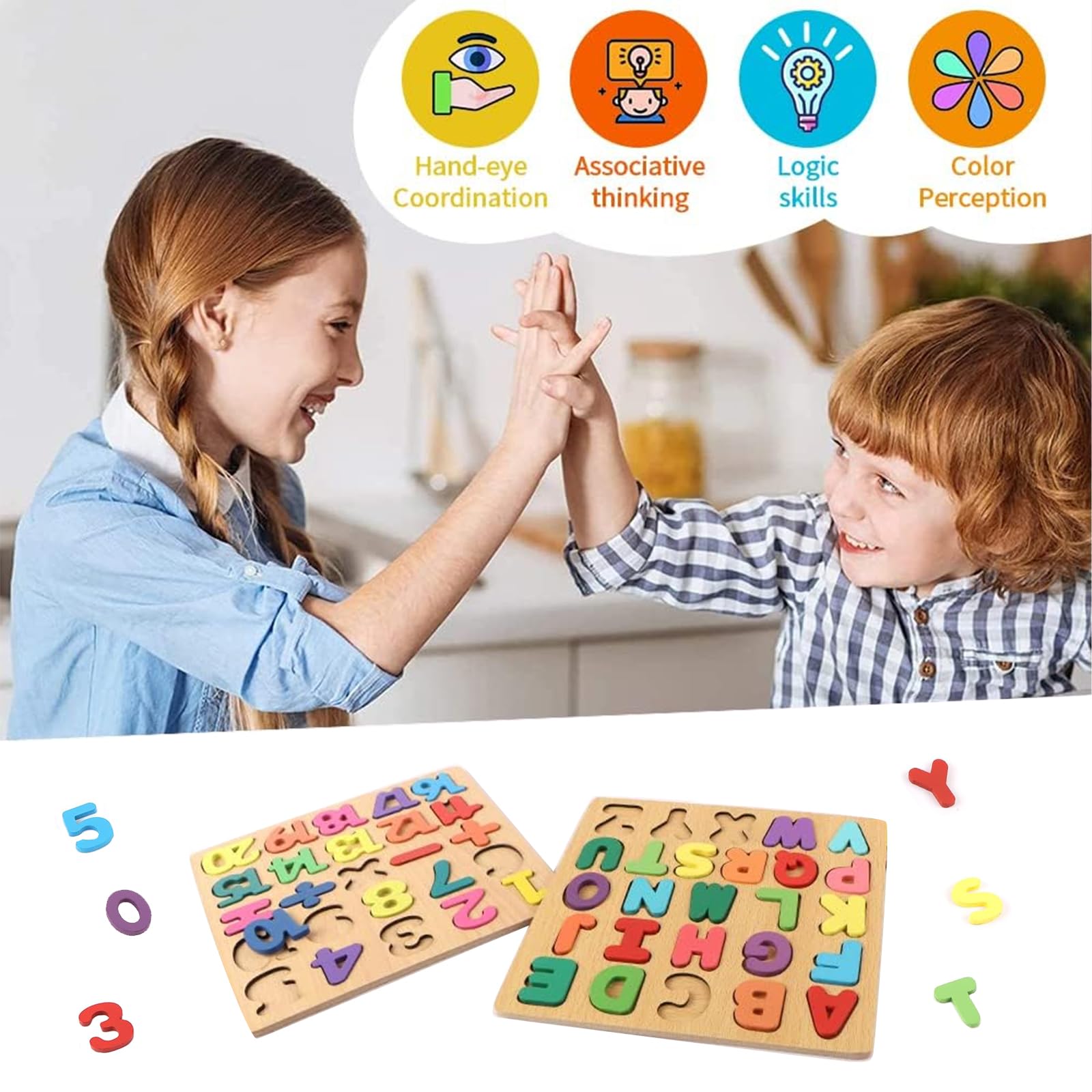 Puzzle in legno alfabeto e numeri per apprendimento giocattolo educativo Montessori regalo abbinare e ordinare