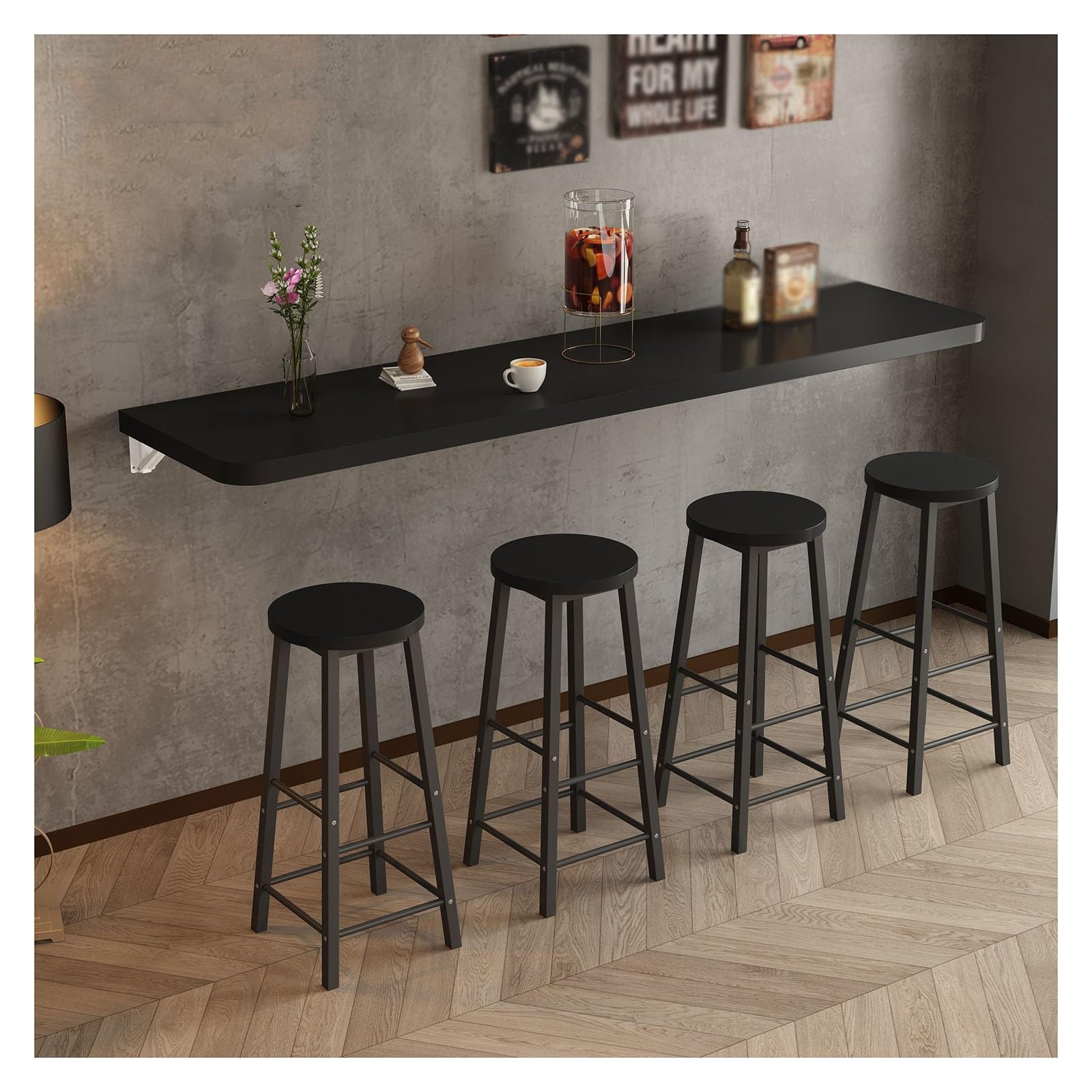 Table à manger pliante murale pour petit espace en bois naturel