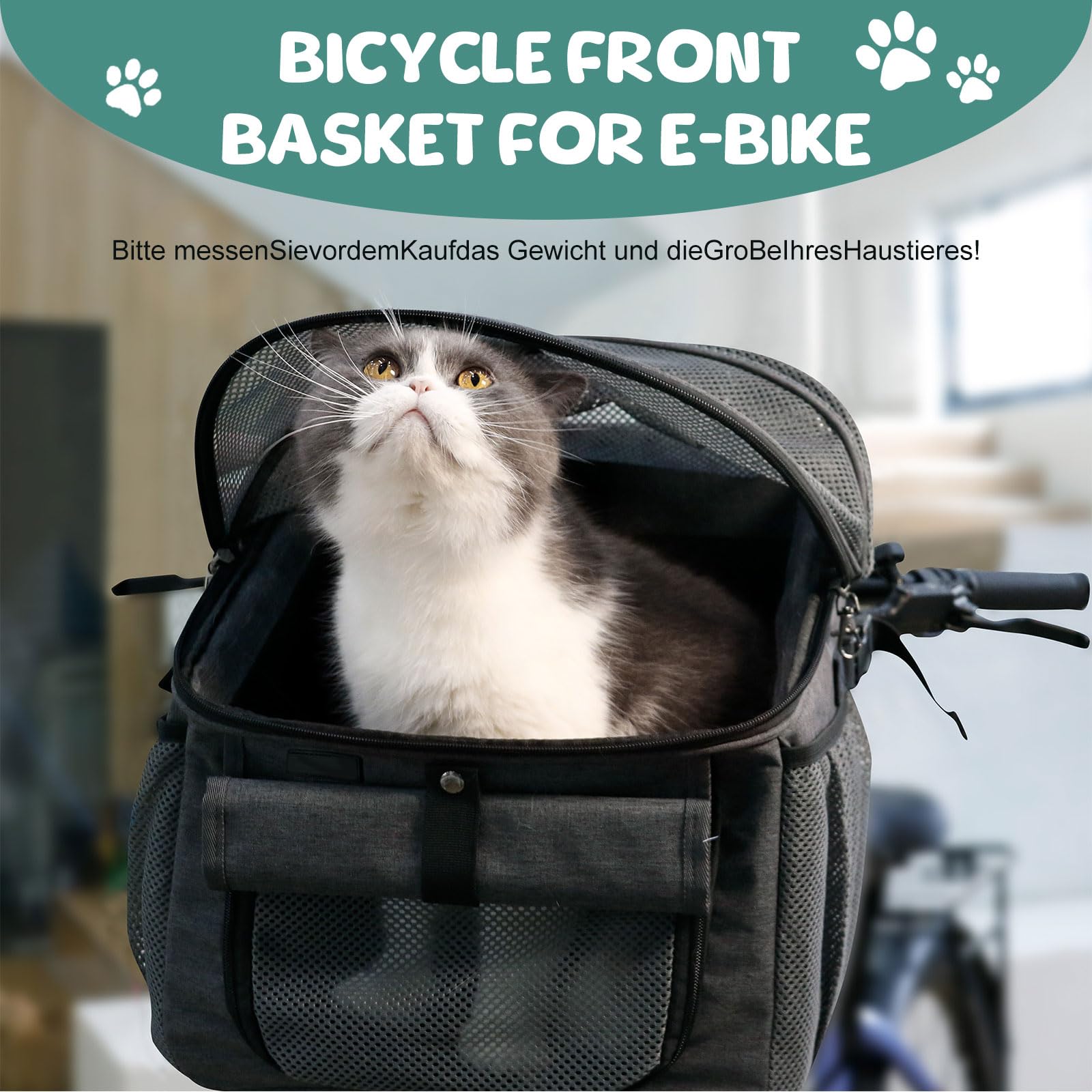 Panier De Vélo Amovible 37X27X40Cm Pour Chien Et Chat - Guidon Avant Pliant Multifonction Pour Animaux Domestiques - Compatible Vélo De Montagne