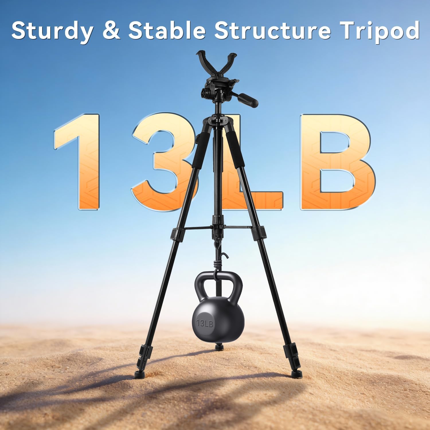 Adjustable Rifle Shooting Tripod, Hunting Rest V Yoke Rifle Rest, Aluminum Alloy Crossbow Shooting Stand with Rifle Clamp 360° Rotation Free Operation 24"-71" Stable Rest