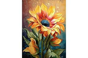 Offito Acrylic Paint by Number Kit for Adults Beginners, Canvas Abstract Sunflower Landscape