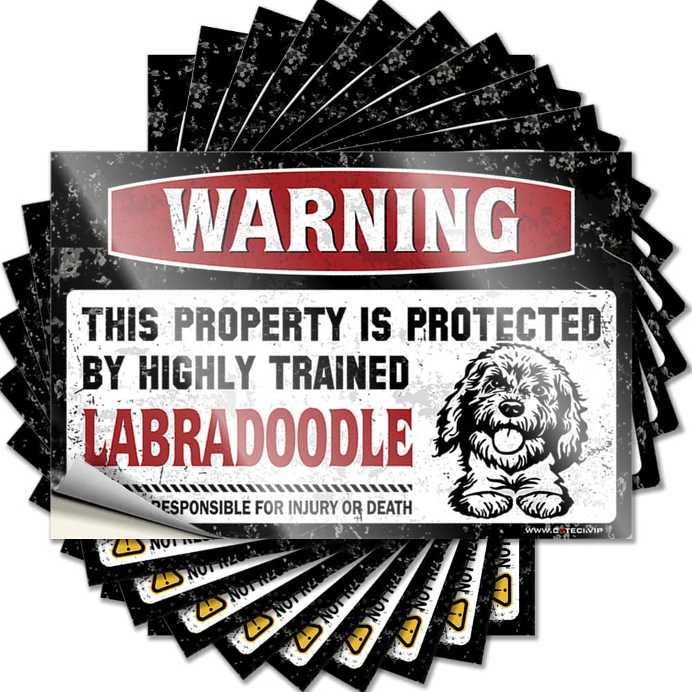 Warning This Property is Protected By A Highly Trained Labradoodle Cats Aesthetic - Decal Bumper Removable Vinyl Decal(8X12CM)