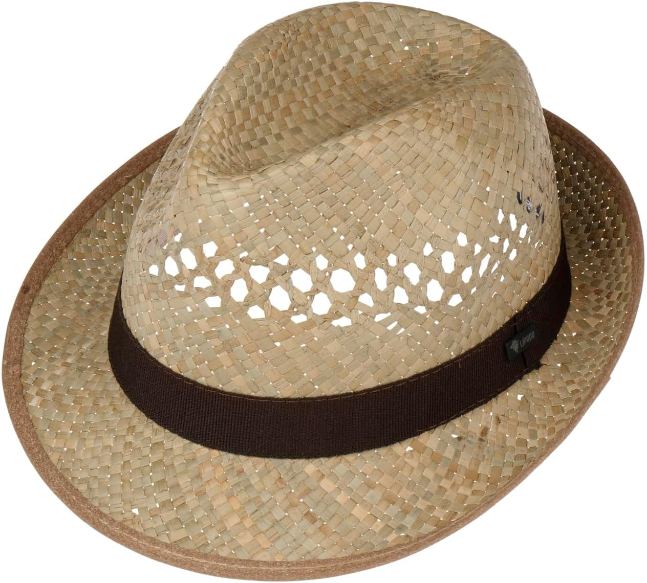 Lipodo Classic Straw Trilby Hat Men Women Black Grosgrain Ribbon Made in Italy Summer - Image 2