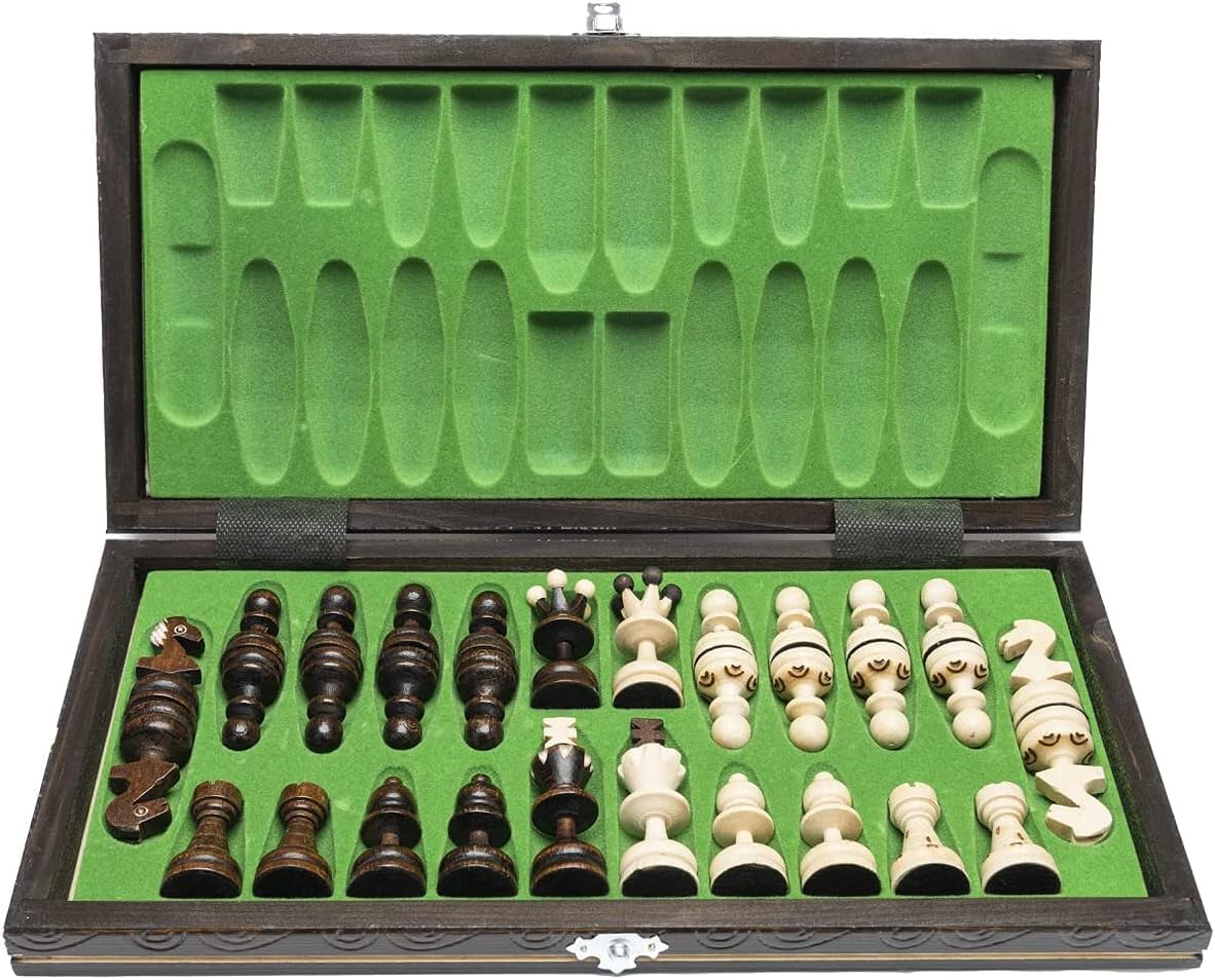 Beautiful Handcrafted Wooden Chess Set with Wooden Board and Handcrafted Chess Pieces - Gift idea Products (18.5" (47 cm))