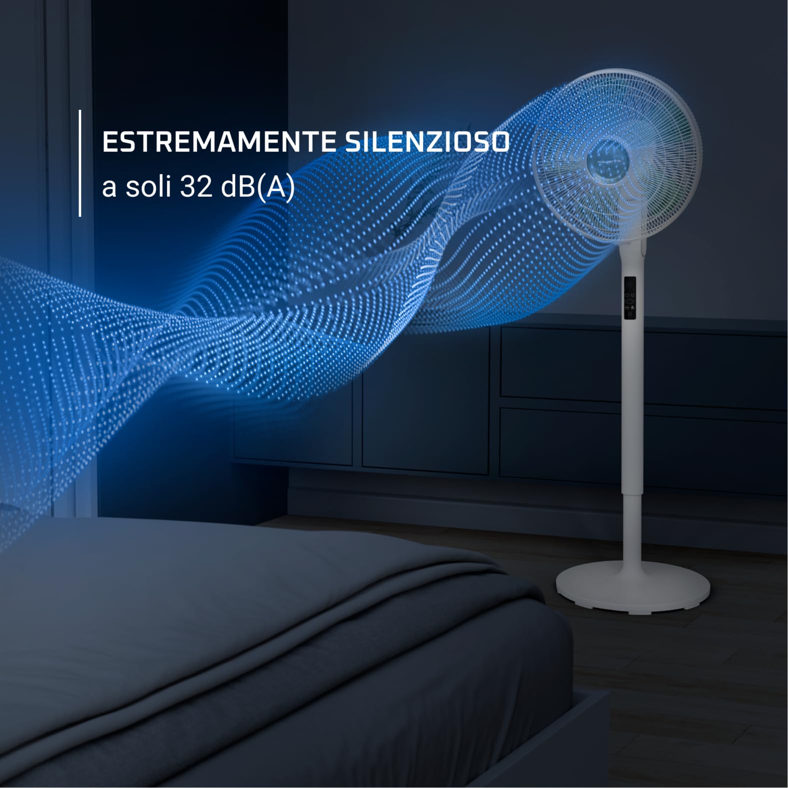 Rowenta Turbo Silence Extreme +, ventilateur à pied avec 16 vitesses et 3 modes automatiques, ventilateur silencieux avec technologie Effitech, oscillation 120 degrés, hauteur réglable, VU5890