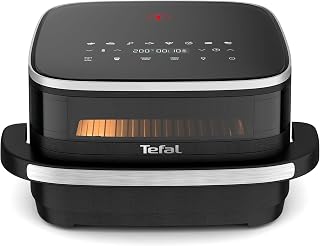 Tefal Easy Fry Pizza, XL-Oberfläche, großer Luftfritteuse, geräumiger Korb, bis zu 1 kg Pommes Frites, kompaktes Design, extra knusprige Technologie, Sichtfenster, Schwarz, FW4018G0