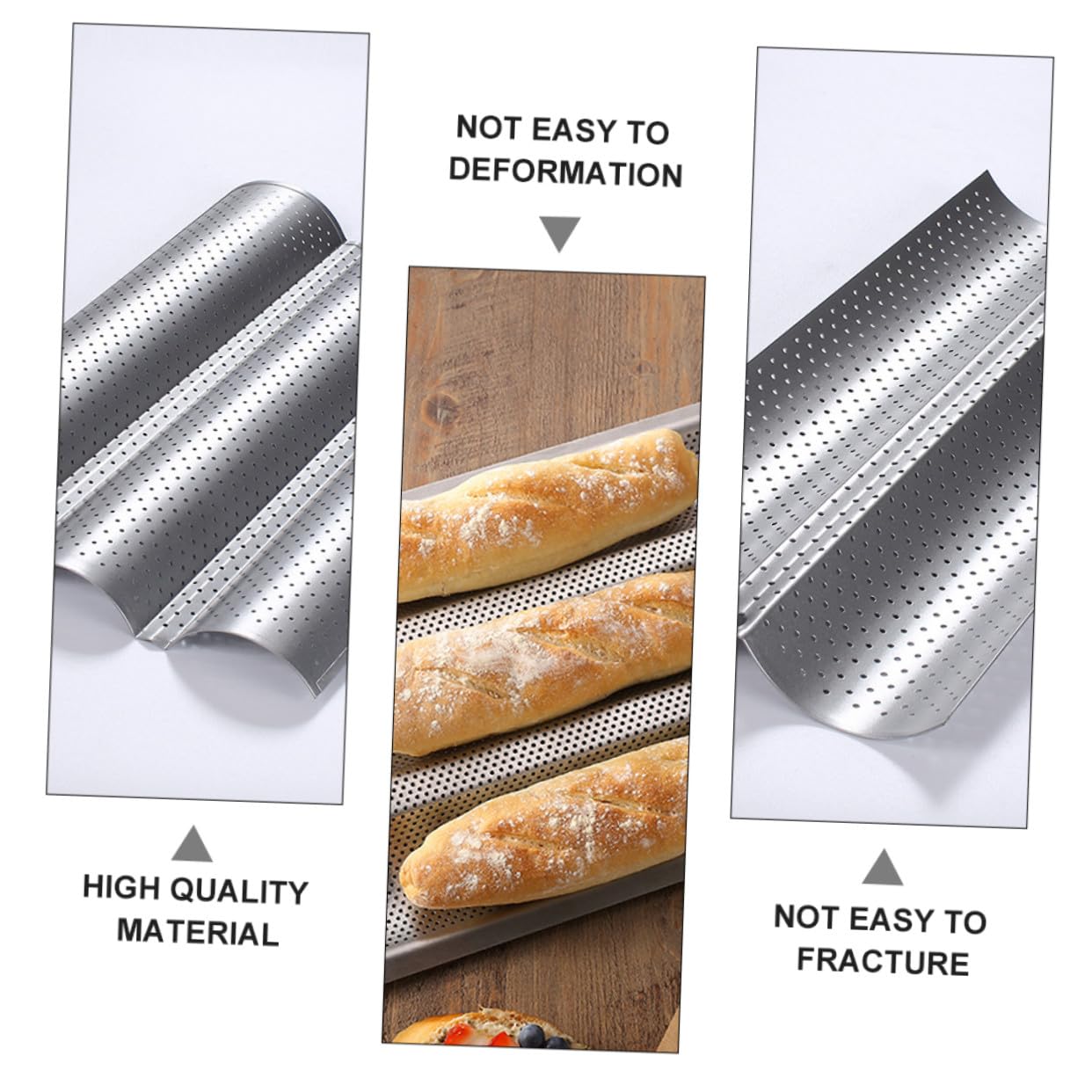 Artibetter 2 Stück Brotbackform für Französisches Baguette, Edelstahl