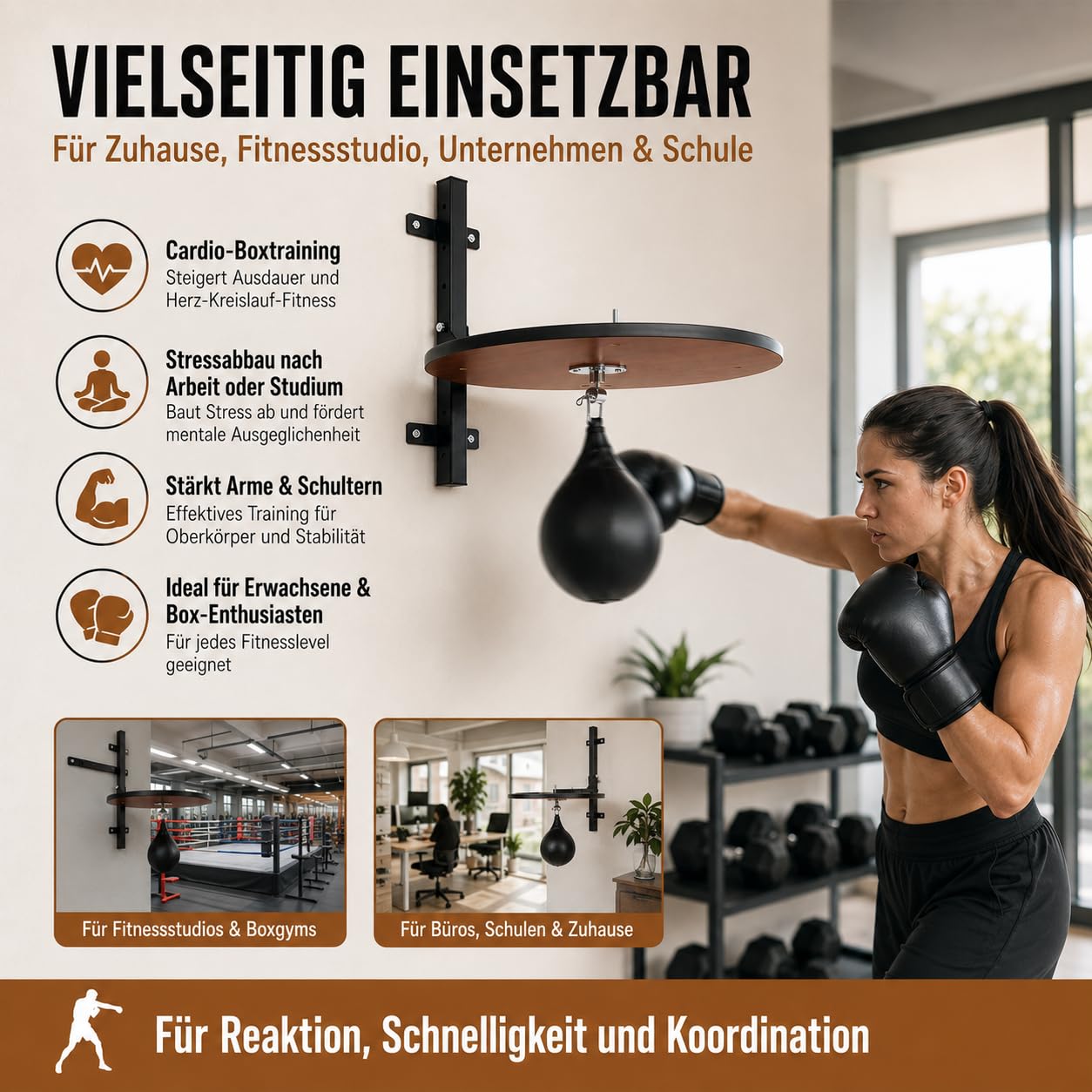 Attrezzatura per allenamento boxe, 60 x 60 cm, piattaforma Speed Bag per allenamento Heavy Duty Boxing con palla punching per adulti e ragazzi