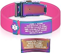 Vista 165 de Divoti Pulsera de identificación de alerta médica grabada personalizada, grabado láser de doble cara, pulsera de silicona, cierre de seguridad